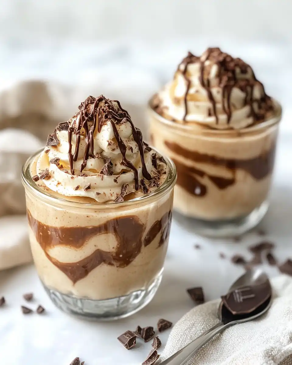 Jars filled with the oat recipe showing peanut butter and chocolate swirl
