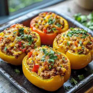 Hearty Mexican Stuffed Bell Peppers taken with iphone 15 pro max --iw 2 --ar 4:5 --v 6.1 --raw