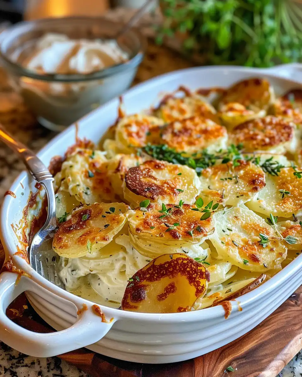 Ingredients for herb scalloped potatoes laid out