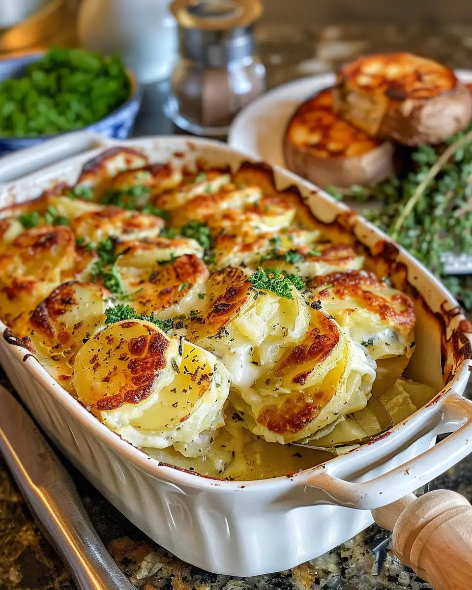 Steam rising from herb scalloped potatoes fresh in pressure cooker