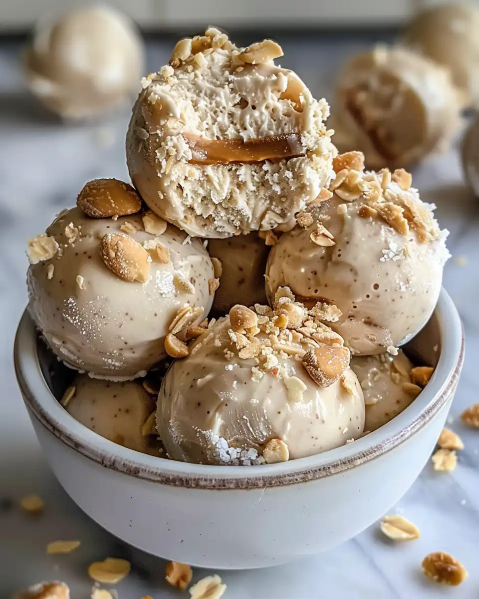 Ingredients for frozen peanut butter Greek yogurt bites in bowl