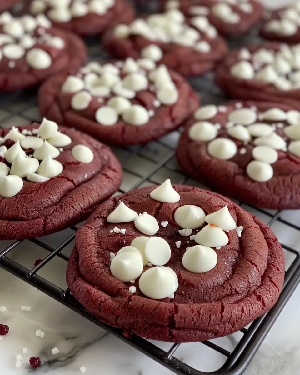 Scoop dough balls on baking sheet for Red Velvet Cookies