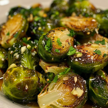 Honey Garlic Brussel Sprouts Recipe taken with iphone 15 pro max --iw 2 --ar 4:5 --v 6.0 --raw