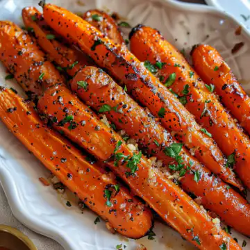 Honey Garlic Butter Roasted Carrots taken with iphone 15 pro max --iw 2 --ar 4:5 --v 6.0 --raw