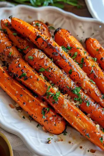 Honey Garlic Butter Roasted Carrots taken with iphone 15 pro max --iw 2 --ar 4:5 --v 6.0 --raw