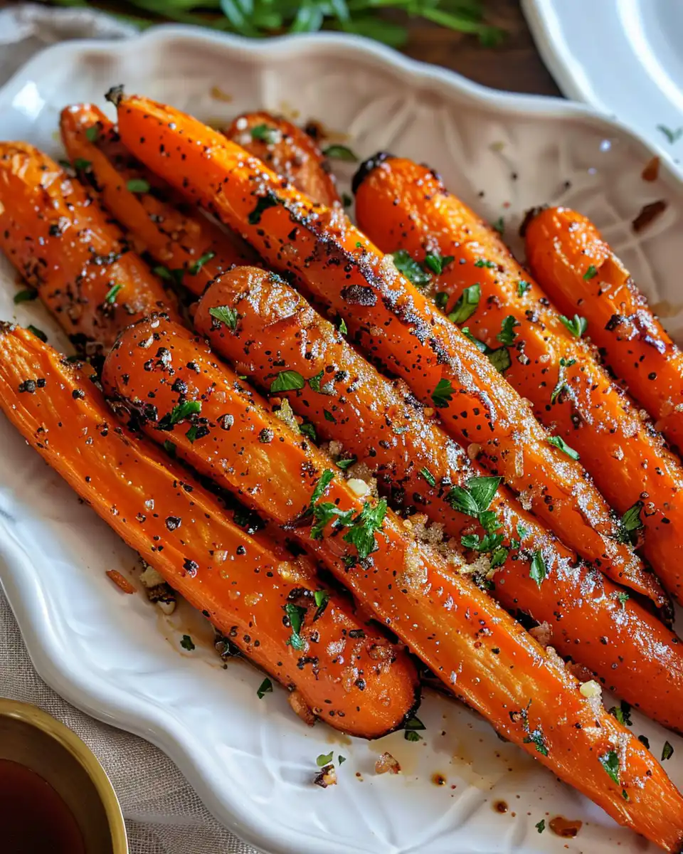 Honey garlic butter roasted carrots close-up fresh from pressure cooker