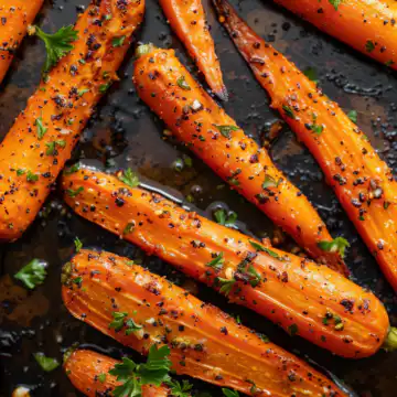 Honey Garlic Butter Roasted Carrots taken with iphone 15 pro max --iw 2 --ar 4:5 --v 6.0 --raw