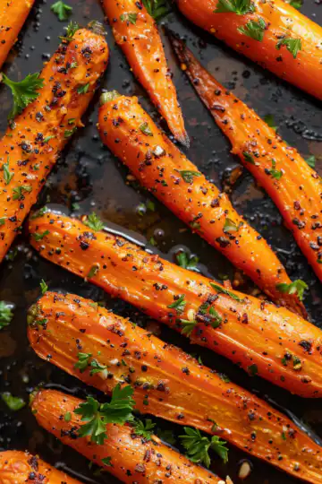 Honey Garlic Butter Roasted Carrots taken with iphone 15 pro max --iw 2 --ar 4:5 --v 6.0 --raw