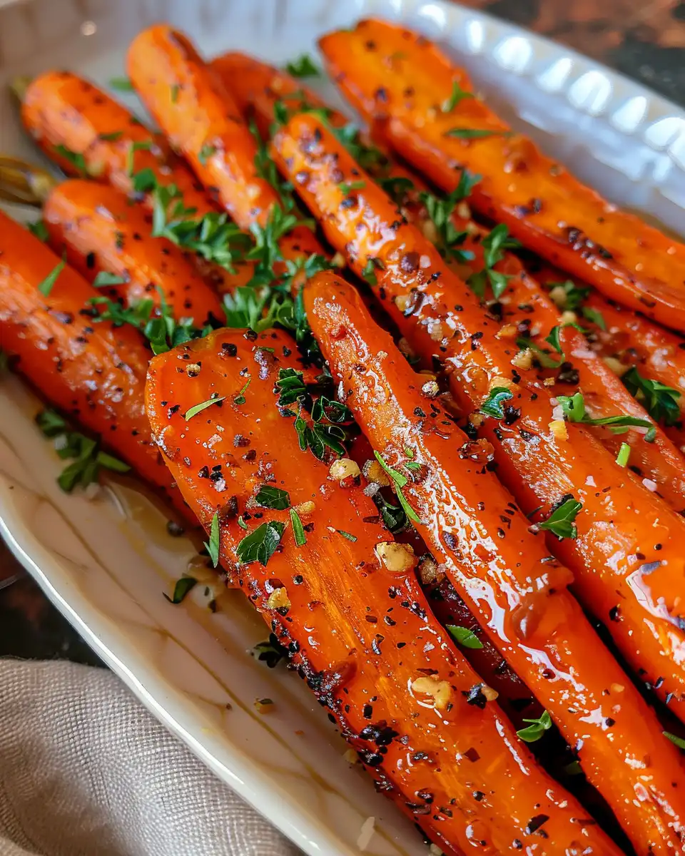 Ingredients for honey garlic butter roasted carrots in bowl