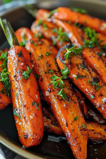 Honey Garlic Butter Roasted Carrots taken with iphone 15 pro max --iw 2 --ar 4:5 --v 6.0 --raw