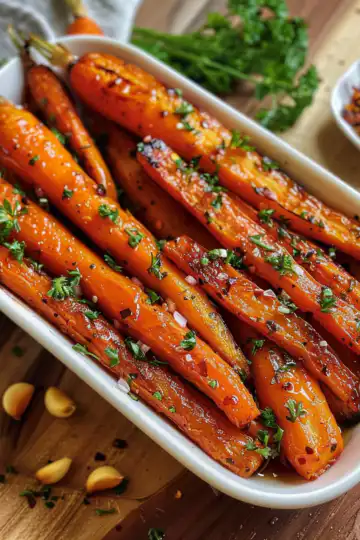 Honey Garlic Butter Roasted Carrots taken with iphone 15 pro max --iw 2 --ar 4:5 --v 6.0 --raw