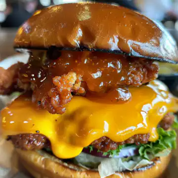 Honey Mustard Chicken Burger taken with iphone 15 pro max --iw 2 --ar 4:5 --v 6.0 --raw