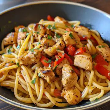 Honey Pepper Chicken Pasta Recipe taken with iphone 15 pro max --iw 2 --ar 4:5 --v 6.0 --raw