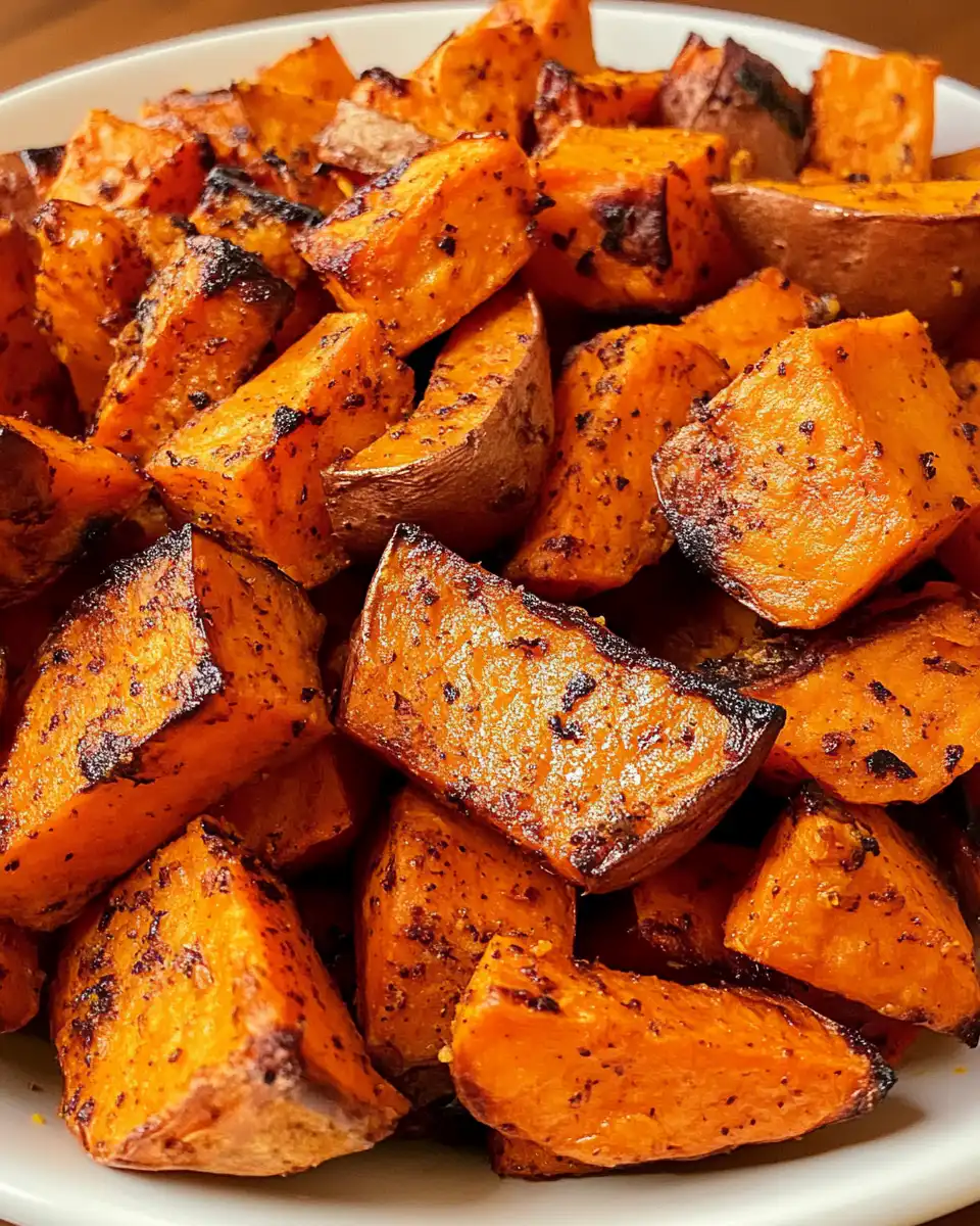 Mixing ingredients for honey roasted sweet potatoes