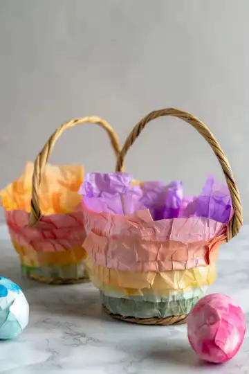 How to Make Coffee Filter Easter Baskets taken with iphone 15 pro max --iw 2 --ar 4:5 --v 6.0 --raw