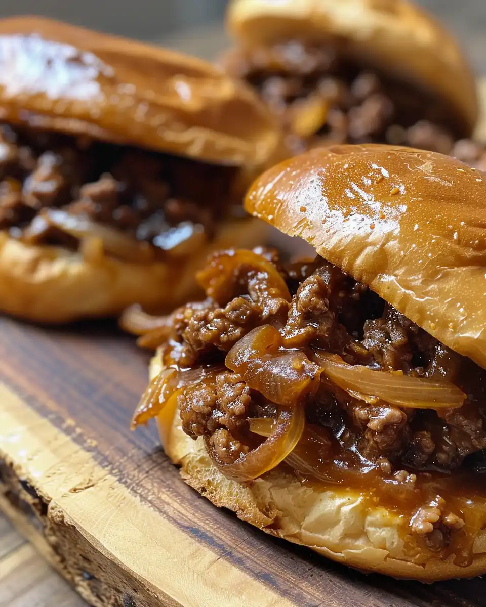 Close-up of caramelized onions and ground beef cooking in pressure cooker