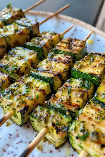 Irresistible Garlic Butter Zucchini Skewers Recipe taken with iphone 15 pro max --iw 2 --ar 4:5 --v 6.0 --raw