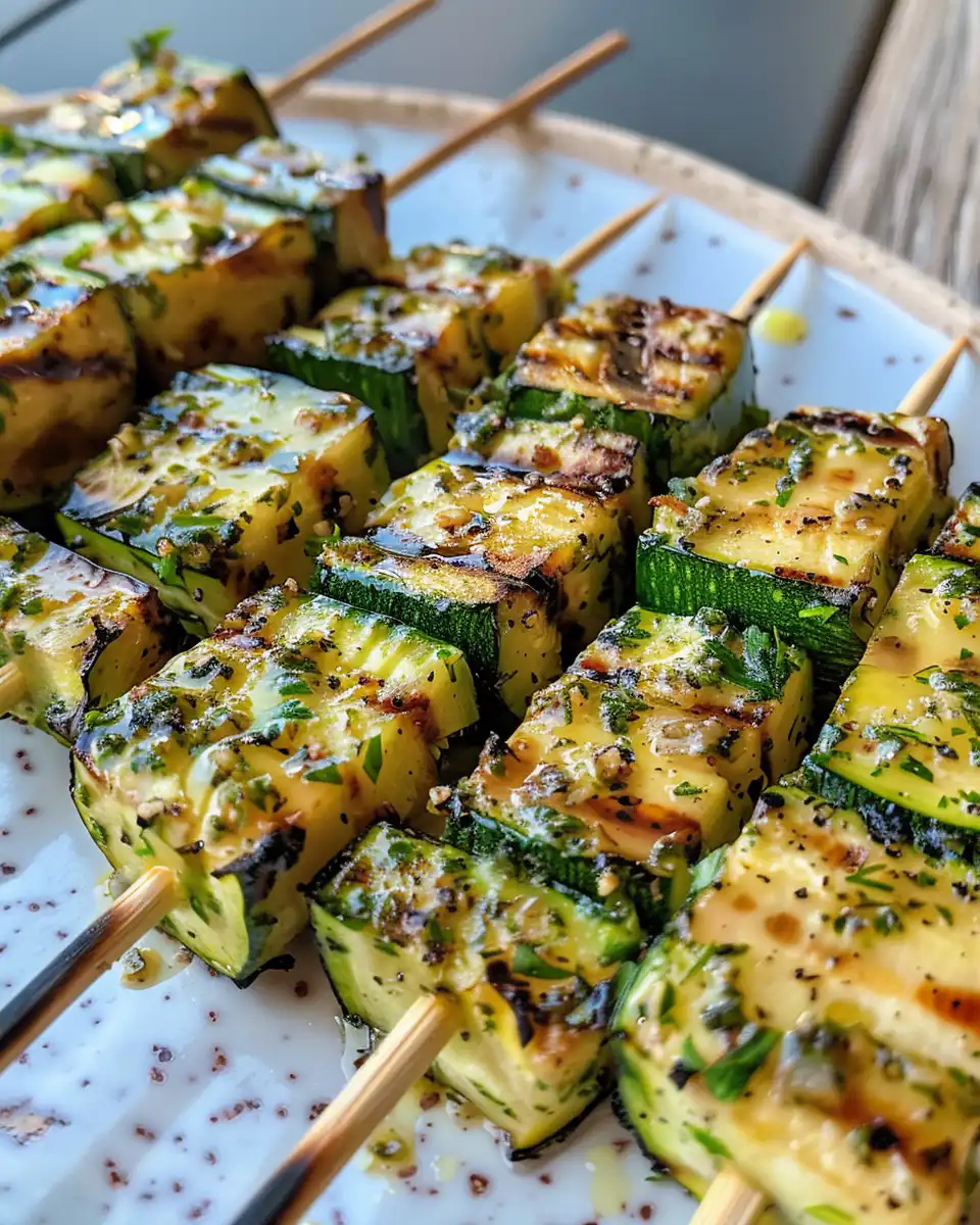 Garlic parmesan butter coated chicken pieces ready on skewers