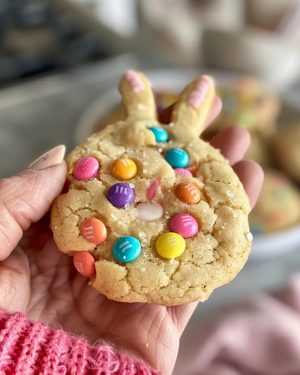 Ingredients for Easter pastel M&M cookies arranged on counter