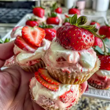 Irresistible Strawberry Greek Yogurt Bites taken with iphone 15 pro max --iw 2 --ar 4:5 --v 6.0 --raw