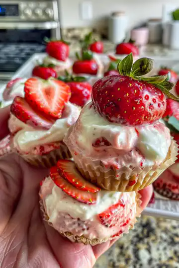 Irresistible Strawberry Greek Yogurt Bites taken with iphone 15 pro max --iw 2 --ar 4:5 --v 6.0 --raw