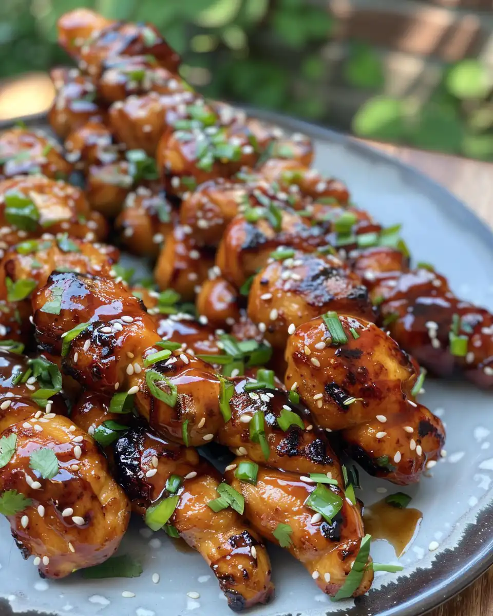Ingredients laid out for Asian mango glazed chicken with fresh green onions and sesame seeds