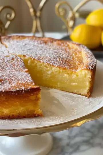 Italian Grandma’s Lemon Custard Cake taken with iphone 15 pro max --iw 2 --ar 4:5 --v 6.0 --raw