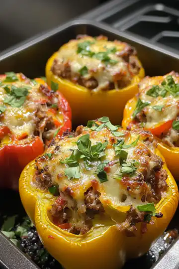 Italian stuffed peppers taken with iphone 15 pro max --iw 2 --ar 4:5 --v 6.1 --raw