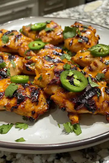 Jalapeño Peach Chicken taken with iphone 15 pro max --iw 2 --ar 4:5 --v 6.0 --raw