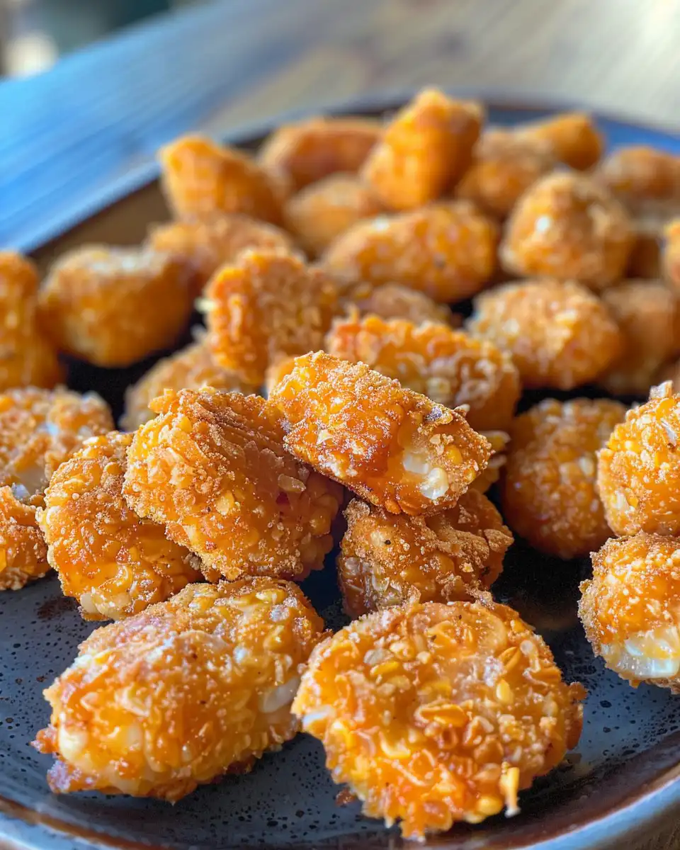 Close-up of golden jalapeno corn fritters sizzling hot