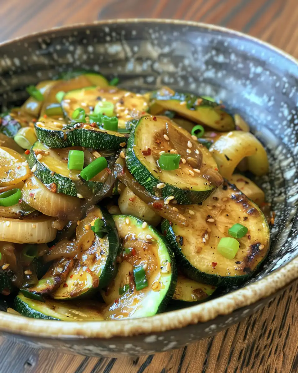 Freshly cooked Japanese zucchini and onion stir fry in pressure cooker steaming
