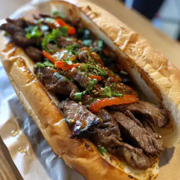 Korean Steak Sandwich taken with iphone 15 pro max --iw 2 --ar 4:5 --v 6.0 --raw