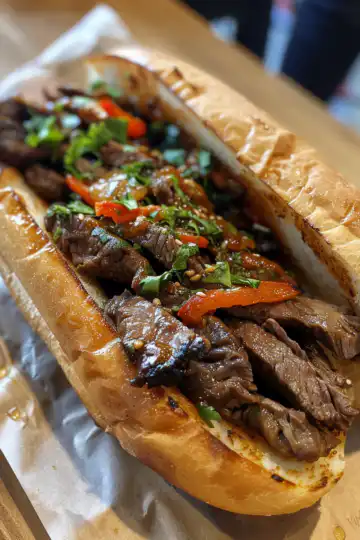 Korean Steak Sandwich taken with iphone 15 pro max --iw 2 --ar 4:5 --v 6.0 --raw