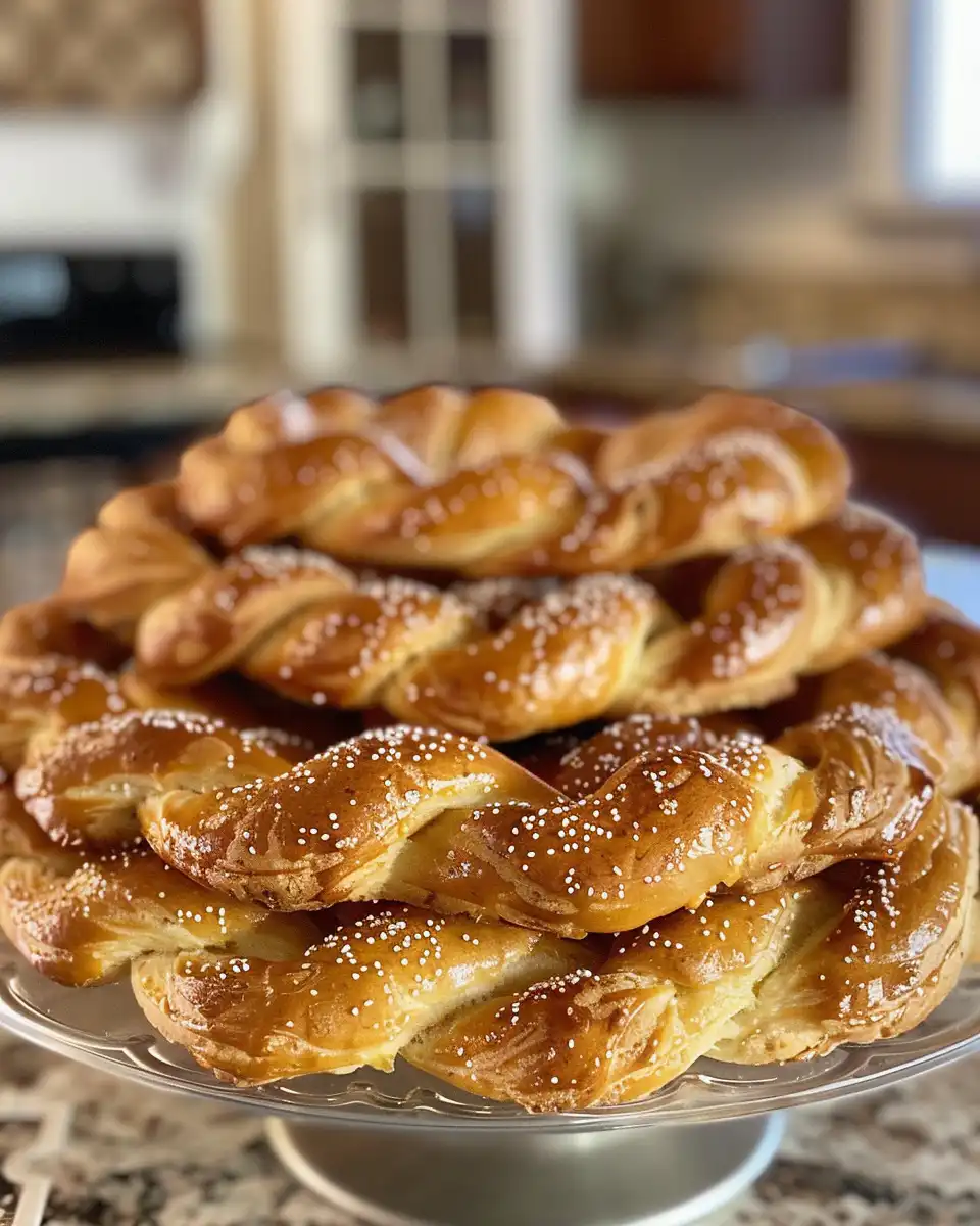 Freshly baked koulourakia Greek Easter cookies cooling