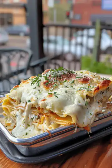 Lasagna Alfredo taken with iphone 15 pro max --iw 2 --ar 4:5 --v 6.0 --raw
