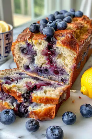 Lemon Blueberry Yogurt Loaf taken with iphone 15 pro max --iw 2 --ar 4:5 --v 6.0 --raw