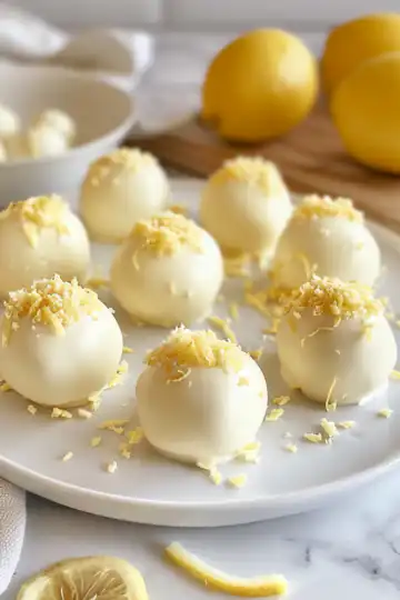 Lemon Cheesecake Truffles taken with iphone 15 pro max --iw 2 --ar 4:5 --v 6.0 --raw