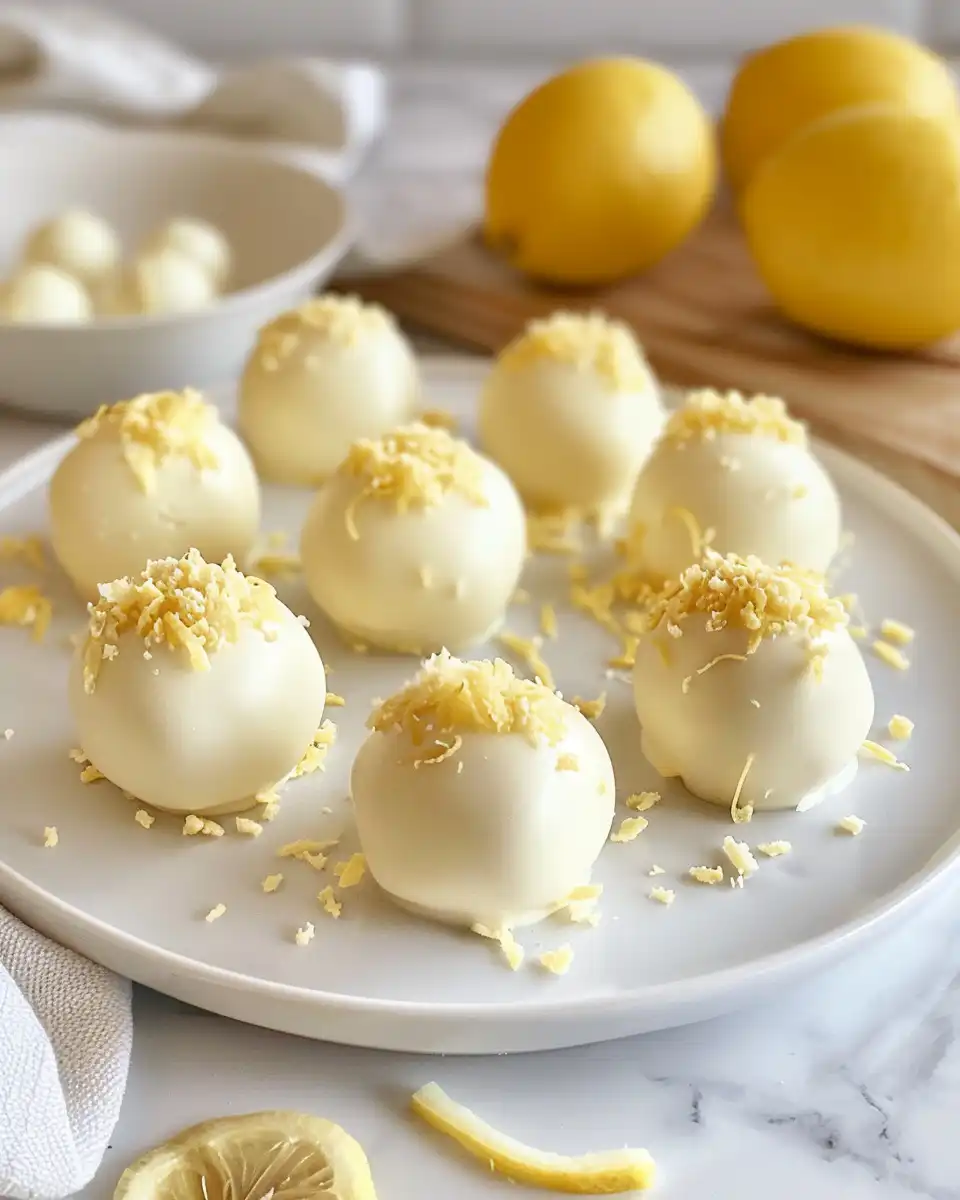 Close-up of creamy lemon cheesecake truffles fresh and ready