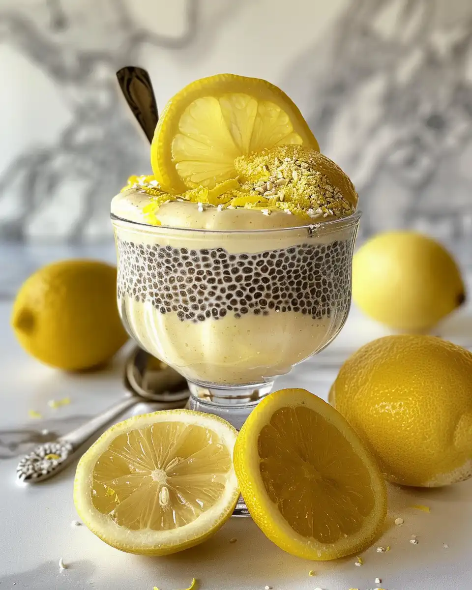 Ingredients for lemon cream chia pudding laid out