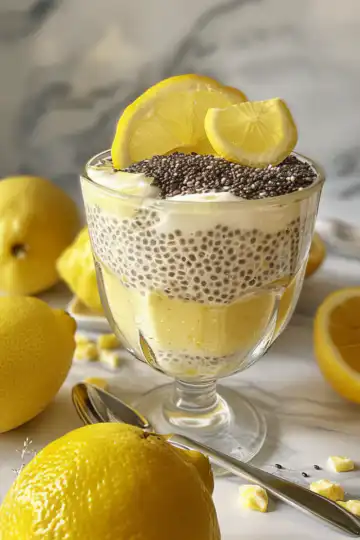Lemon Cream Chia Pudding taken with iphone 15 pro max --iw 2 --ar 4:5 --v 6.0 --raw