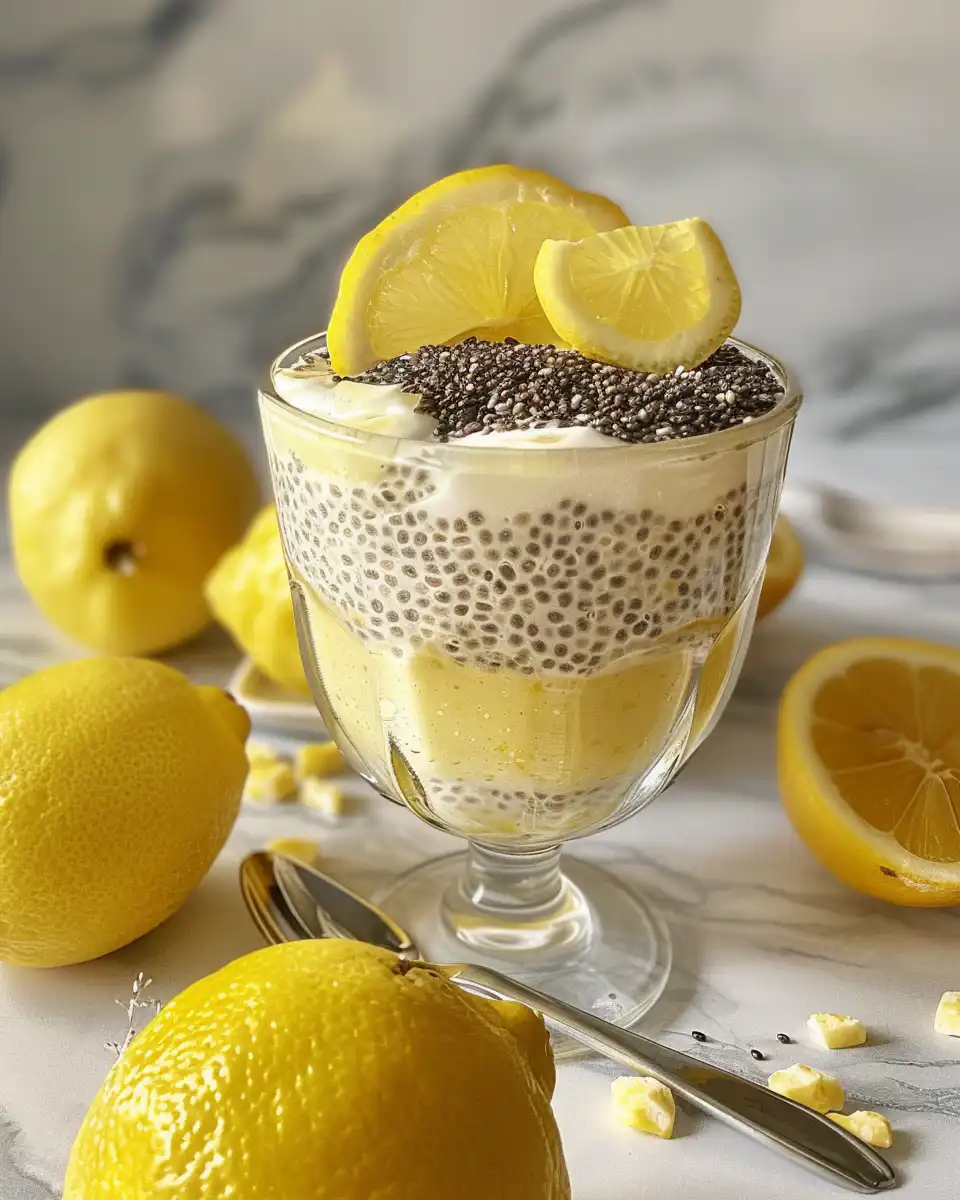 Fresh lemon cream chia pudding in pressure cooker