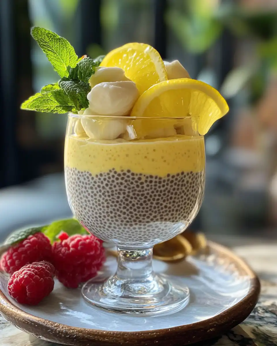 Ingredients mixed together in bowl for lemon cream chia seed pudding
