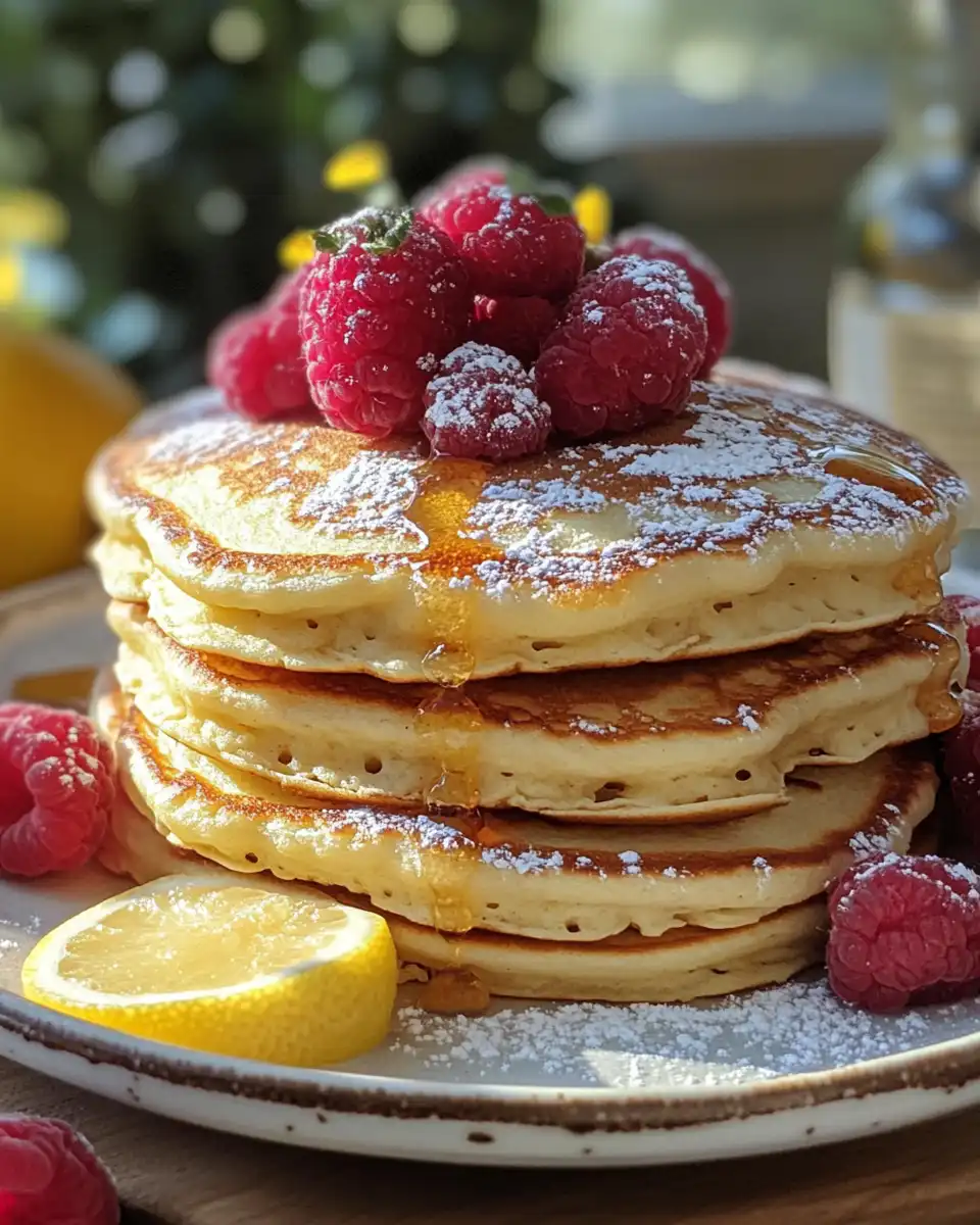Close-up of lemon ricotta pancakes