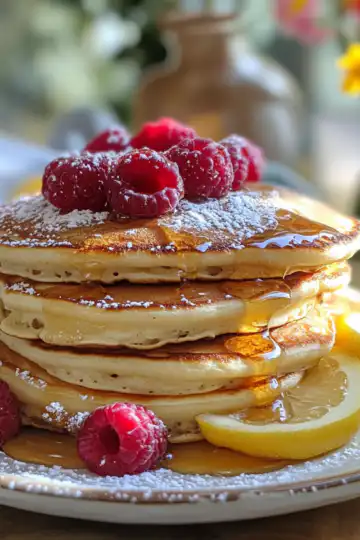 Lemon Ricotta Pancakes taken with iphone 15 pro max --iw 2 --ar 4:5 --v 6.1 --raw