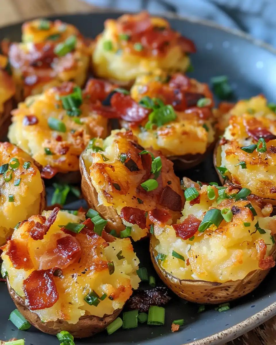 Golden fried loaded mashed potato bites on paper towels draining excess oil