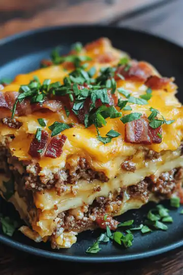 Low Carb Bacon Cheeseburger Casserole Recipe taken with iphone 15 pro max --iw 2 --ar 4:5 --v 6.1 --raw