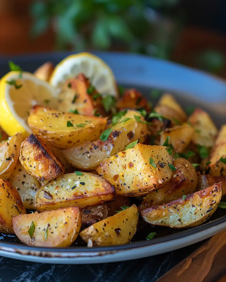 Fresh ingredients for Greek lemon potatoes with oregano and garlic