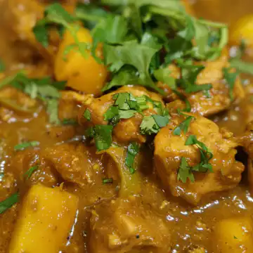Mango Chicken Curry taken with iphone 15 pro max --iw 2 --ar 4:5 --v 6.0 --raw