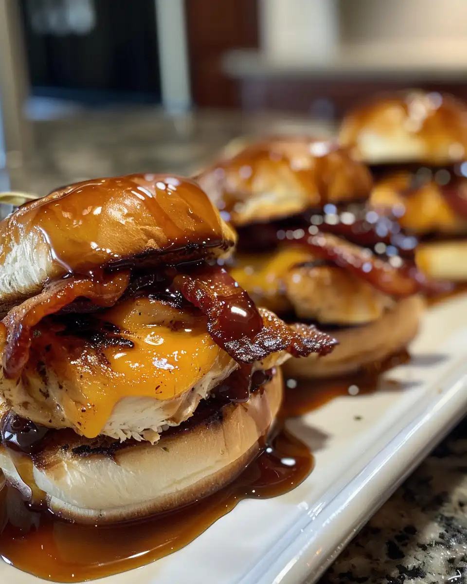 Maple chicken bacon sliders golden and delicious