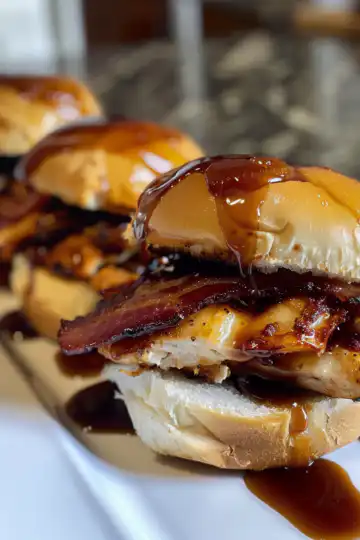 Maple Chicken Bacon Sliders taken with iphone 15 pro max --iw 2 --ar 4:5 --v 6.0 --raw